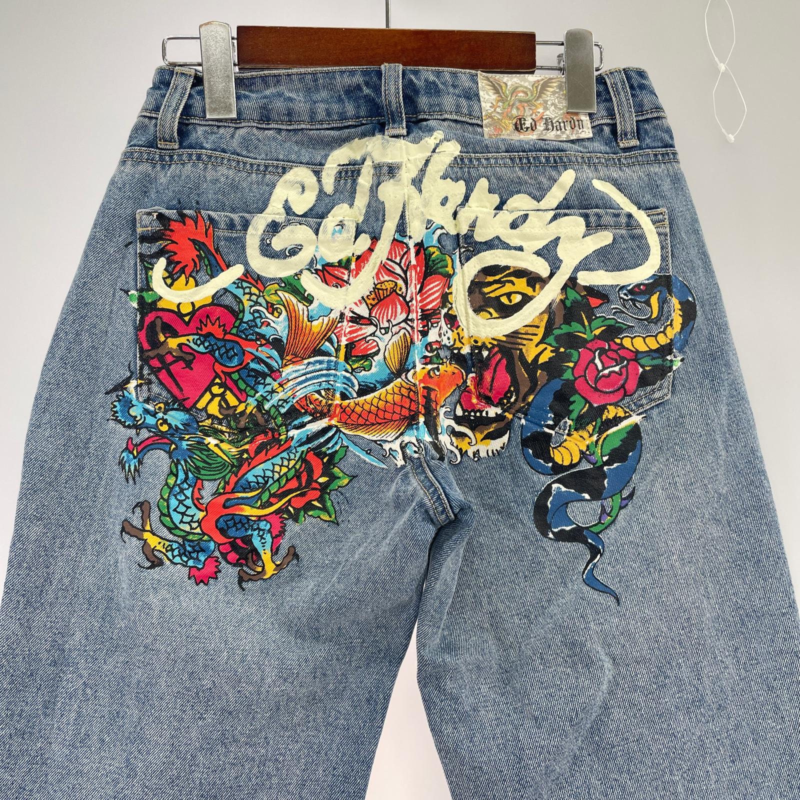 デニムパンツ Ed Hardy バックプリントデニムパンツ サックス 26