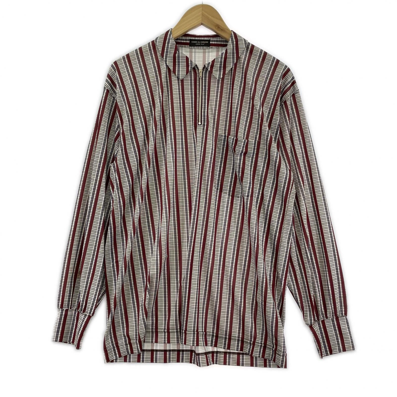 長袖シャツ HOMME PLUS 80s~90s ハーフジップポリシャツ グレー