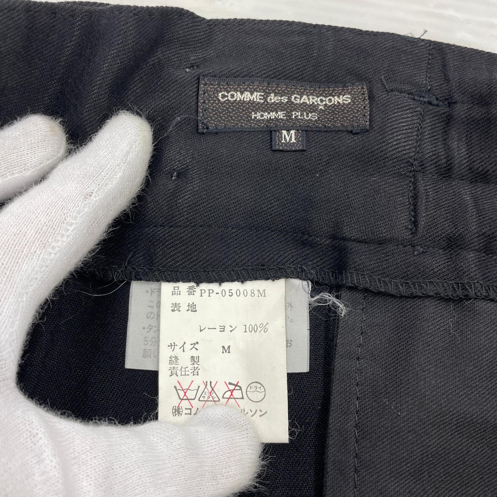 パンツ HOMME PLUS 80s レーヨンワイドスラックス 黒 M M ブラック