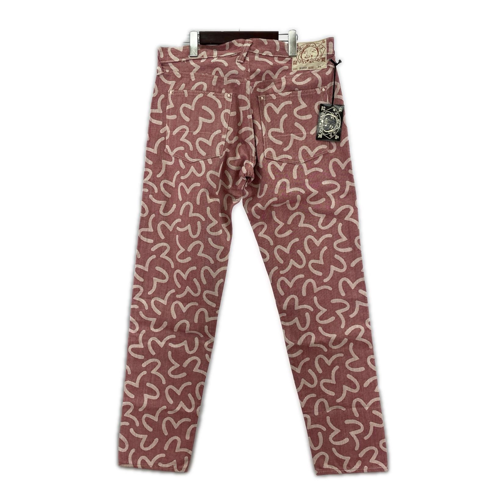 デニムパンツ Lot.5500 JACQUARD カモメ 総柄 RED W36