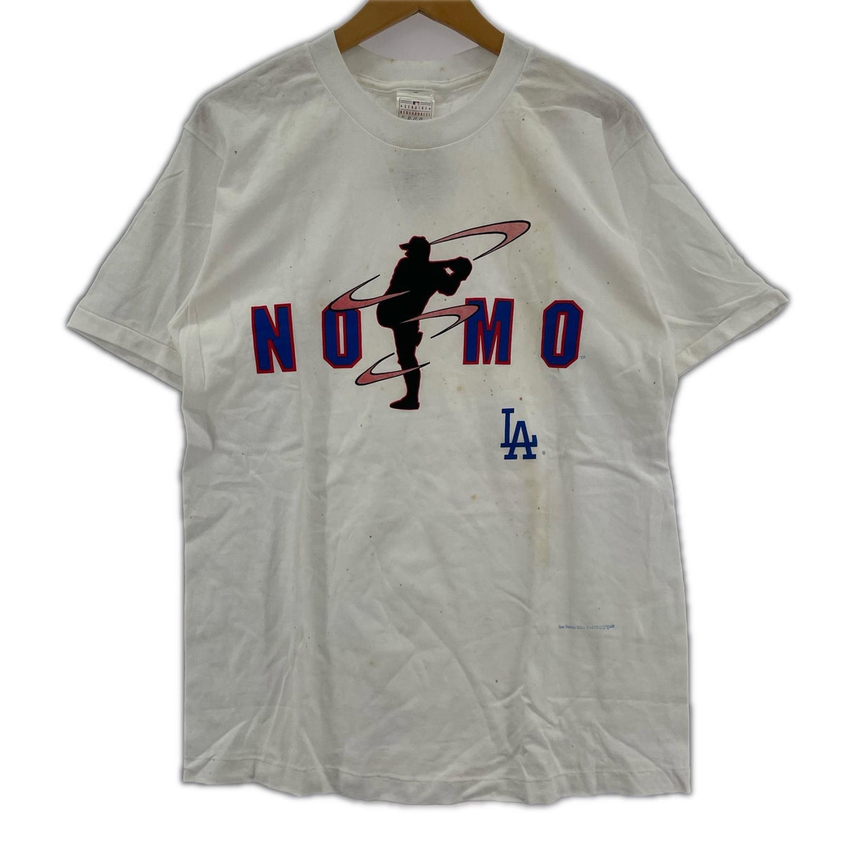半袖Tシャツ 90s USA製 デッドストック 野茂英雄 プリントT 白 (L) M ホワイト