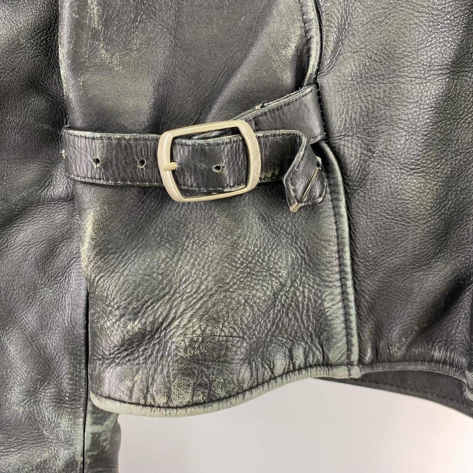 ライダースジャケット US GENUINE WEAR シングルライダース バッグペイント 36 ブラック