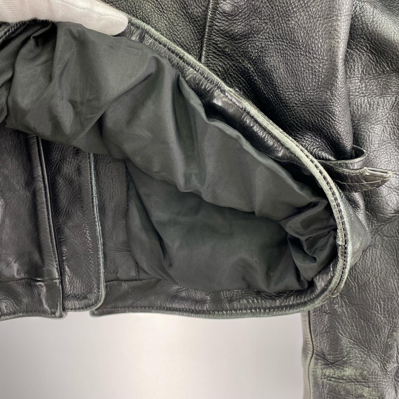 ライダースジャケット US GENUINE WEAR シングルライダース バッグペイント 36 ブラック