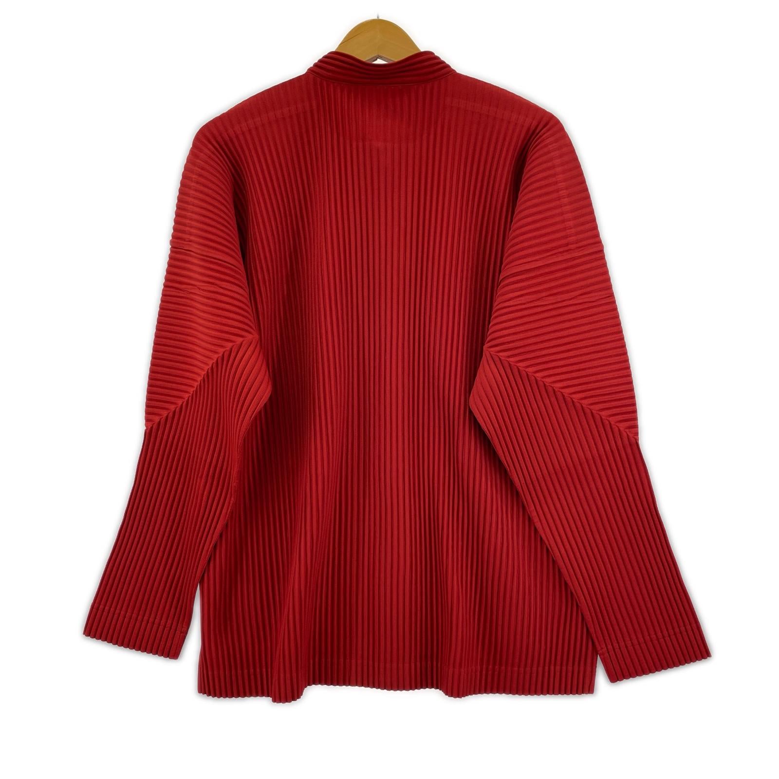 長袖シャツ 19SS プリーツバンドカラーシャツ 3 レッド