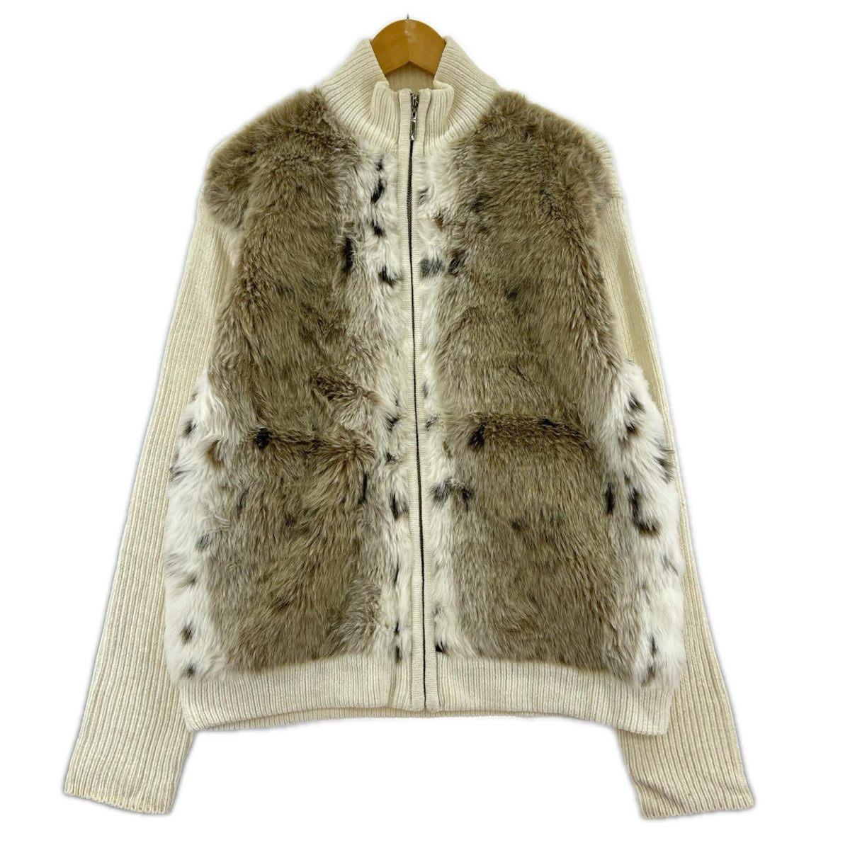 ジャケット Lisa International フェイクファーニット WHT M M