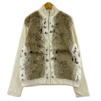 ジャケット Lisa International フェイクファーニット WHT M M