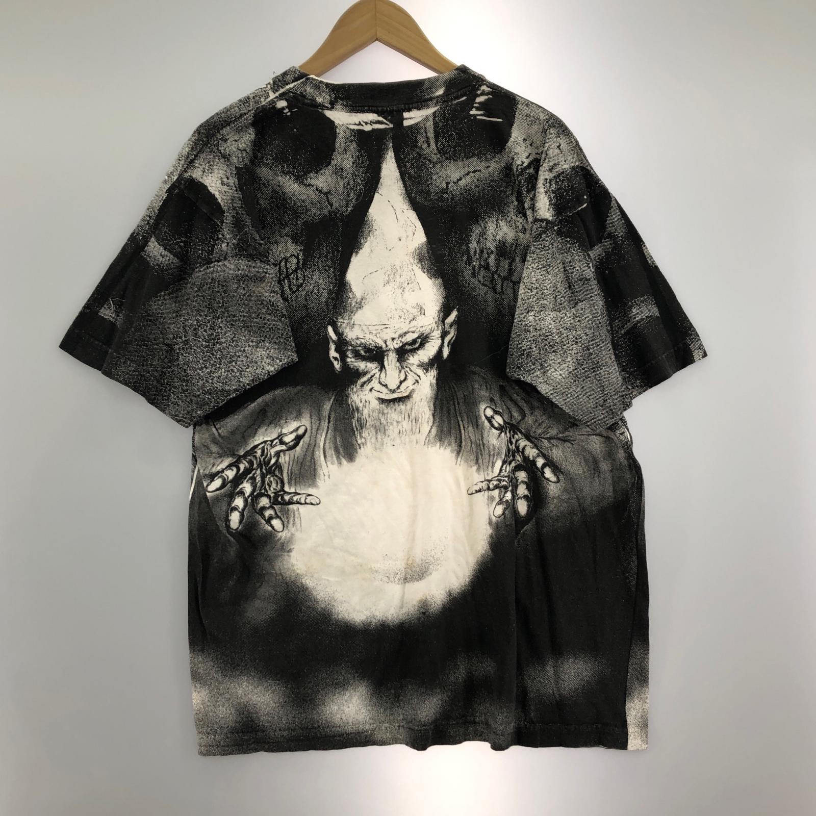 半袖Tシャツ 90s SJMボディ イェン・シッド 全面プリント (XL) ブラック