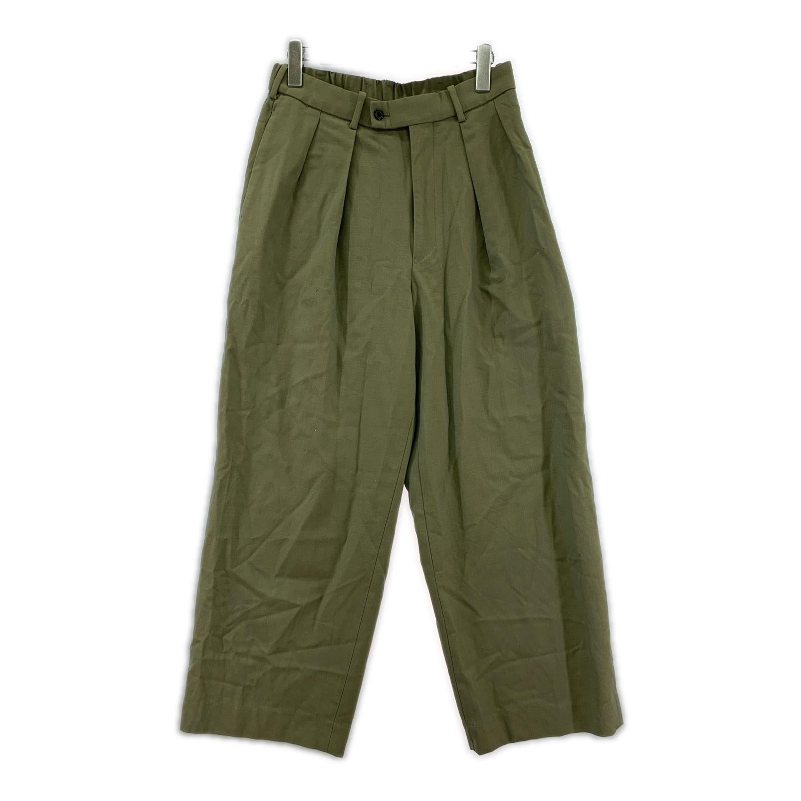 パンツ DOUBLE PLEATED TROUSERS オリーブ 2