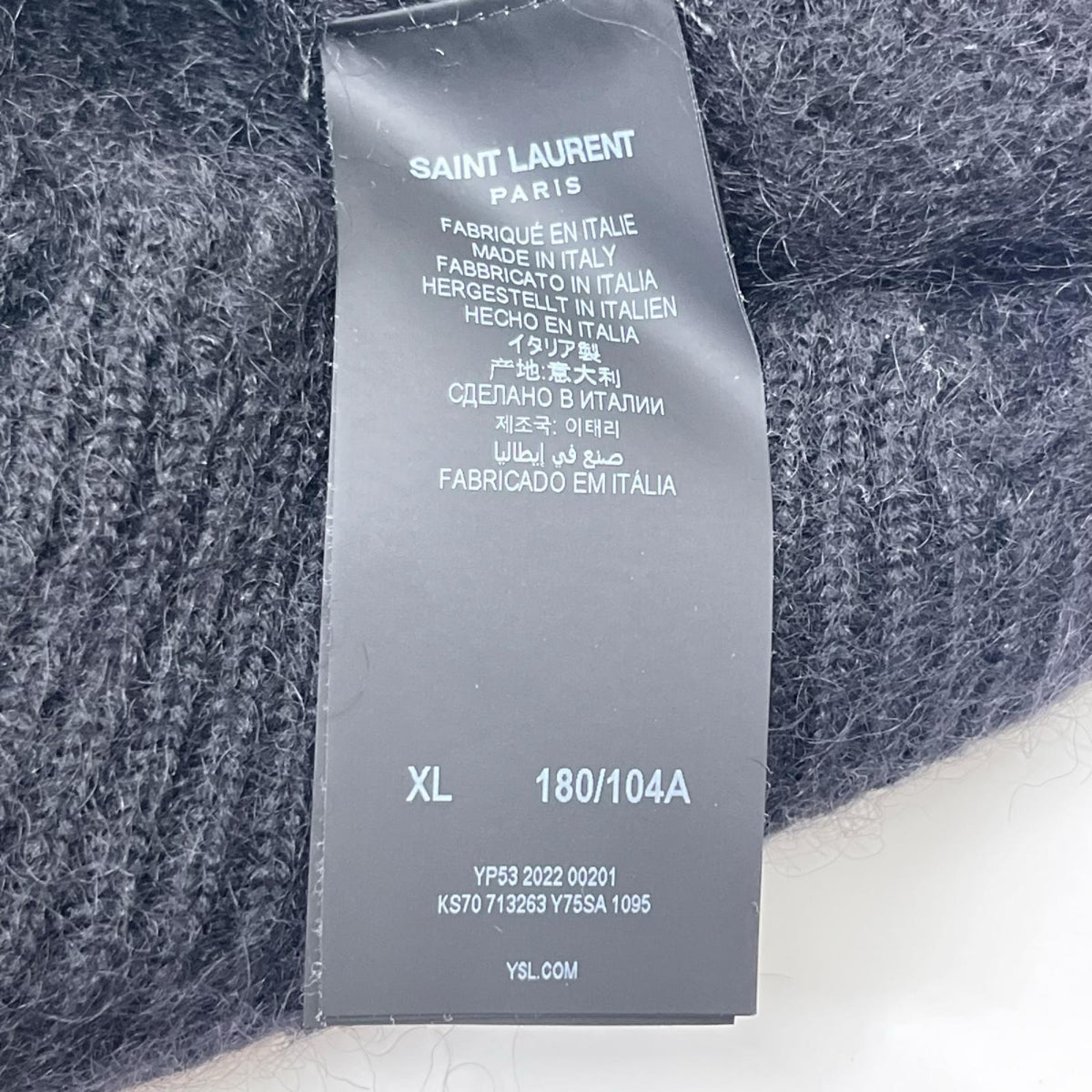 SAINT LAURENT/22AW/モヘアニット/ブラック LL