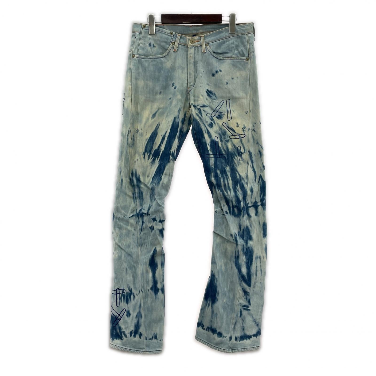 デニムパンツ 00s Levi's RED 立体裁断 カプセルブリーチ W33 ネイビー