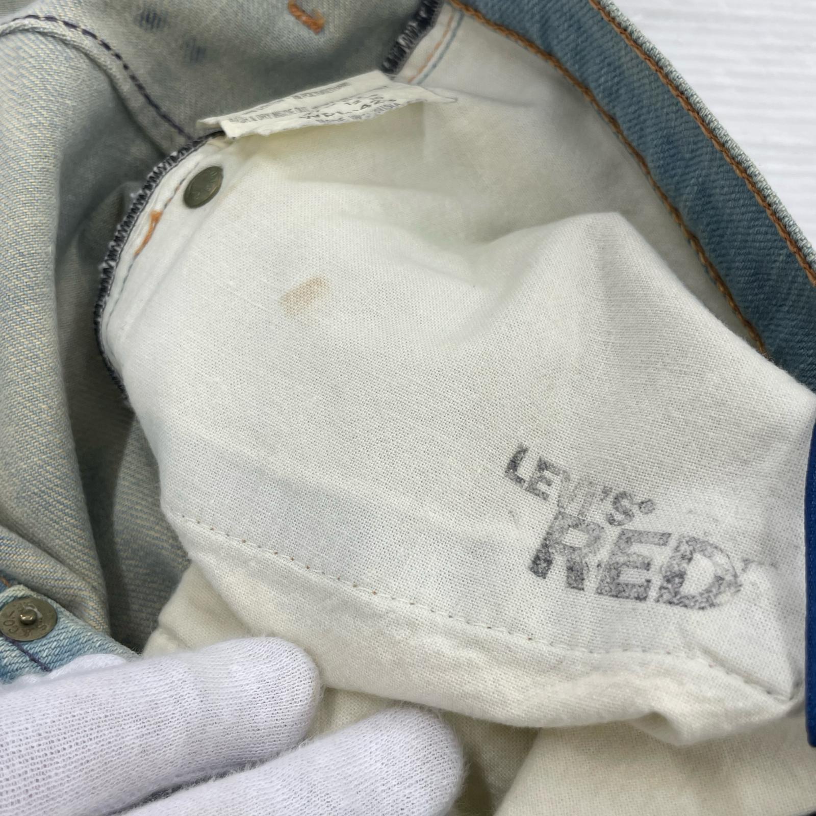 デニムパンツ 00s Levi's RED 立体裁断 カプセルブリーチ W33 ネイビー