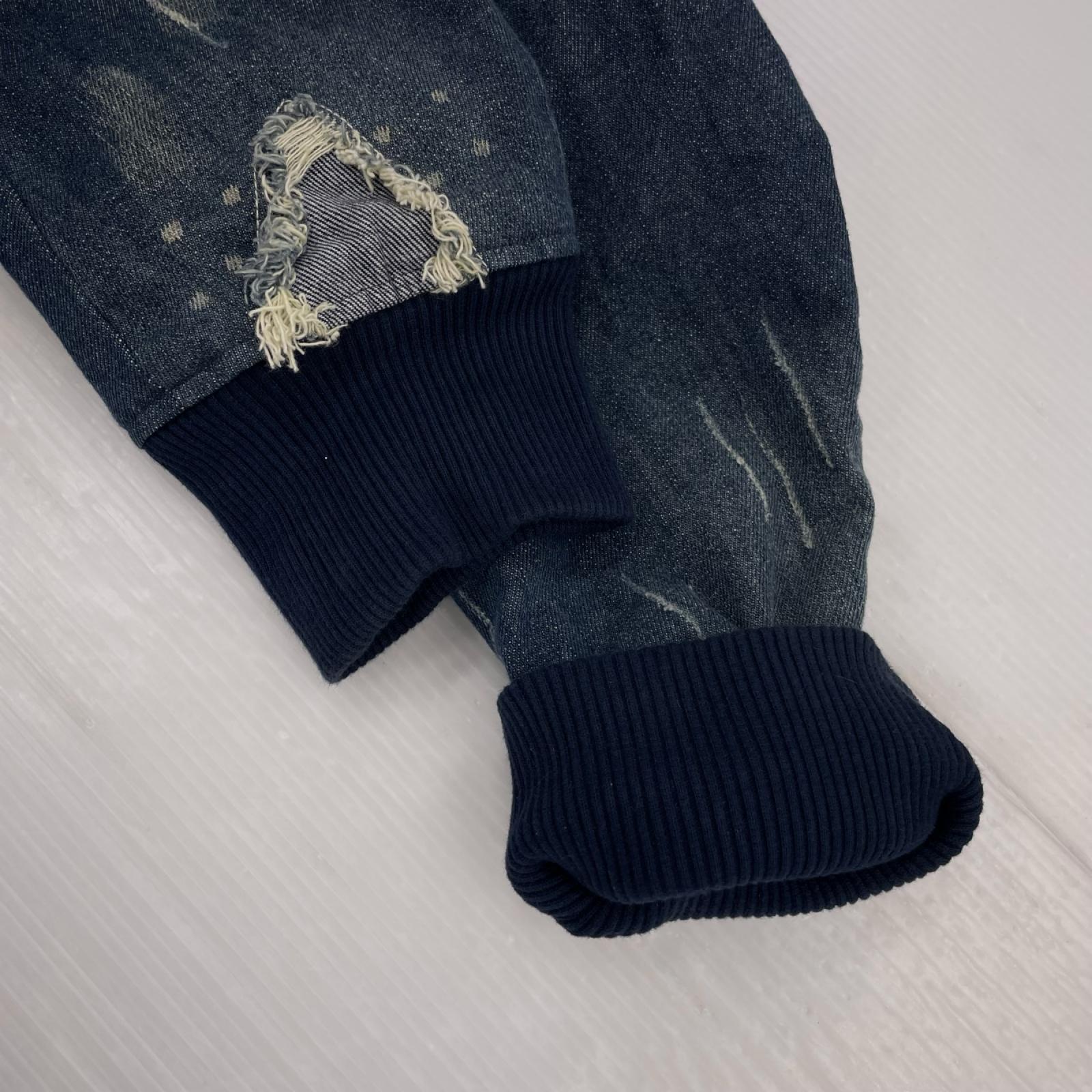 パーカー デニム切替 (XL) ネイビー