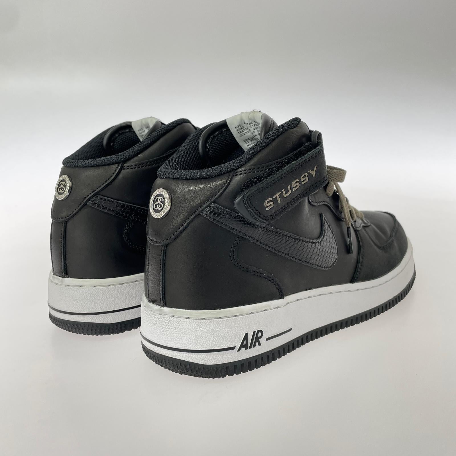 スニーカー ×STUSSY AIR FORCE 1 MID BLACK SNAKESKIN 27.5cm (US9 1/2 UK9 EU45) ブラック