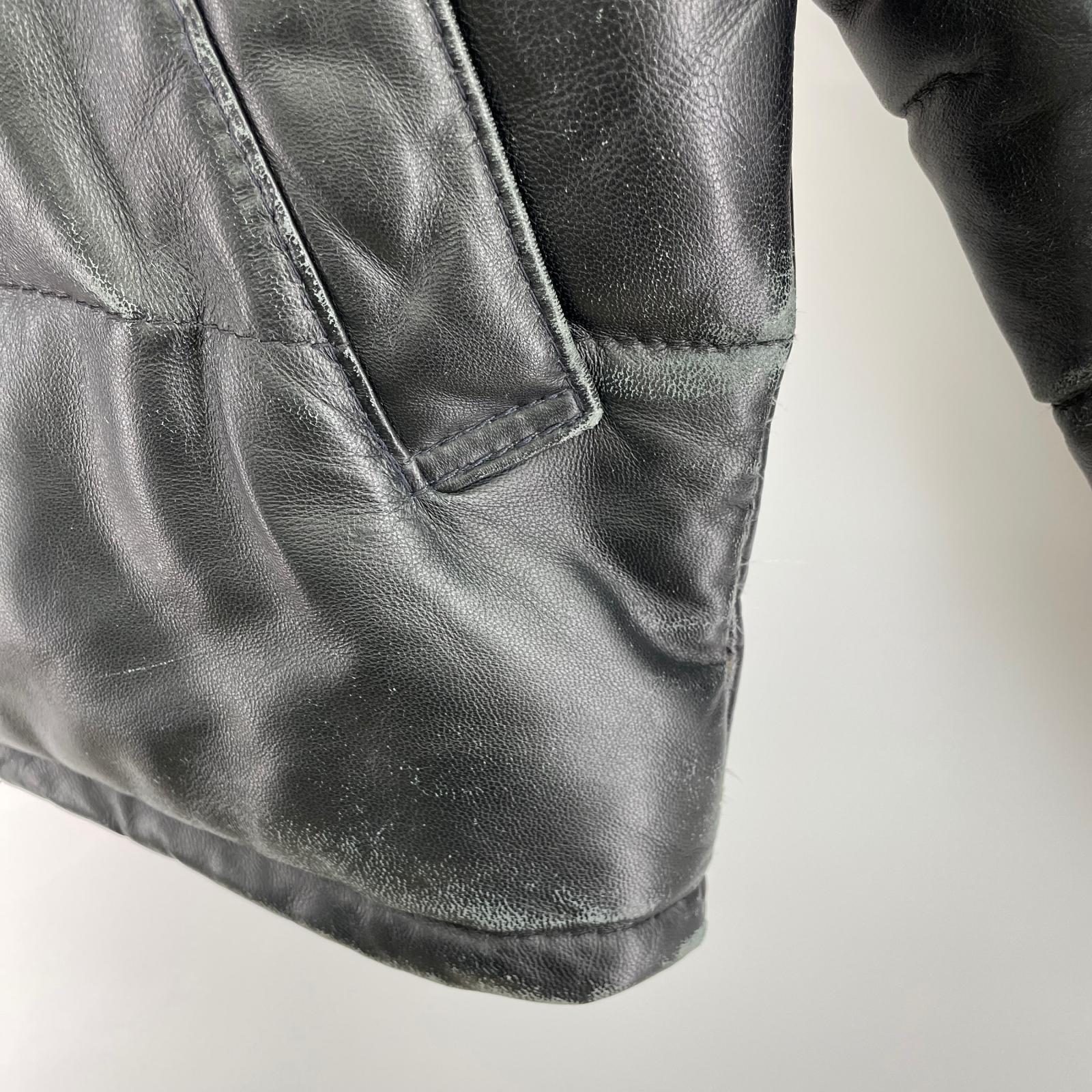 ダウンジャケット Schott レザーダウンジャケット Made In USA 38 38 ブラック