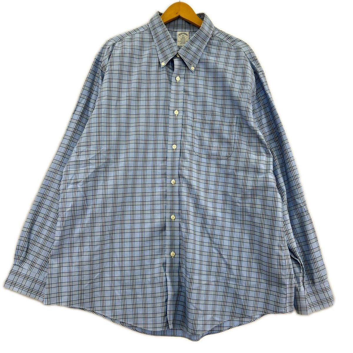 長袖シャツ REGENT チェック 水色 (XXL)