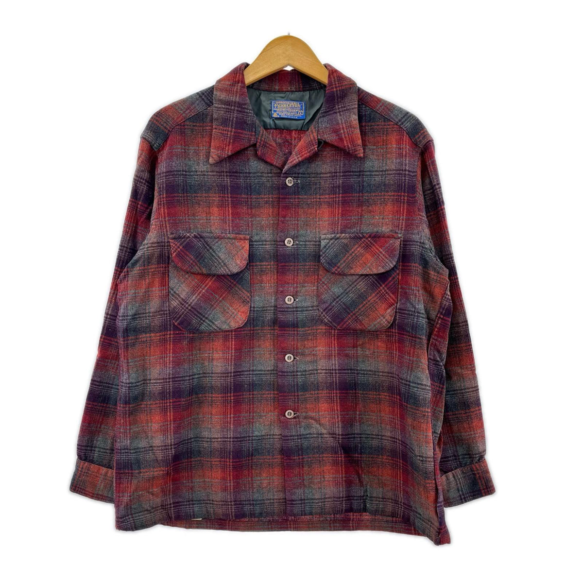 長袖シャツ 70s ボードシャツ L L レッド