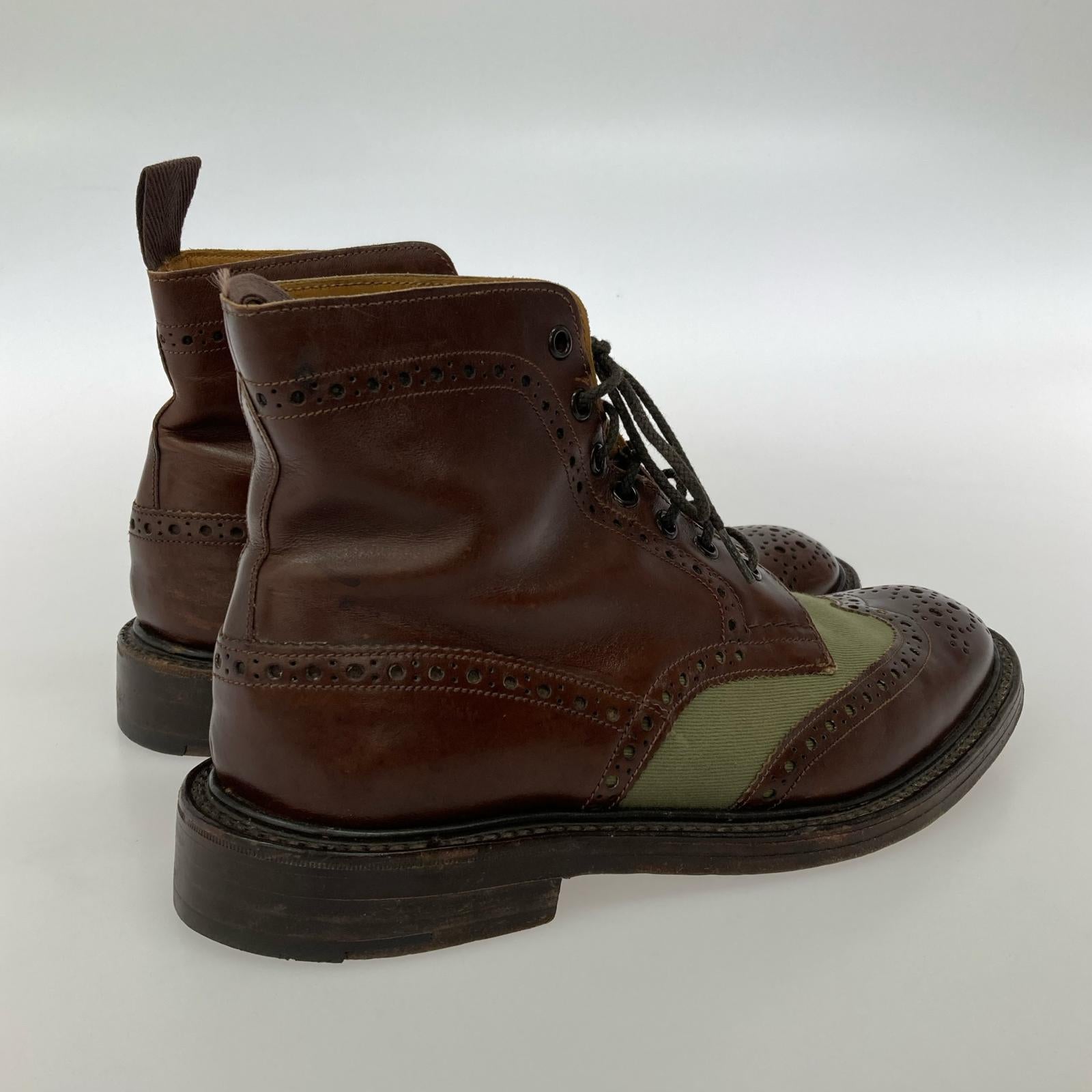 ブーツ Tricker's キャンバスディテール レースアップブーツ M2508 (9.5) ブラウン