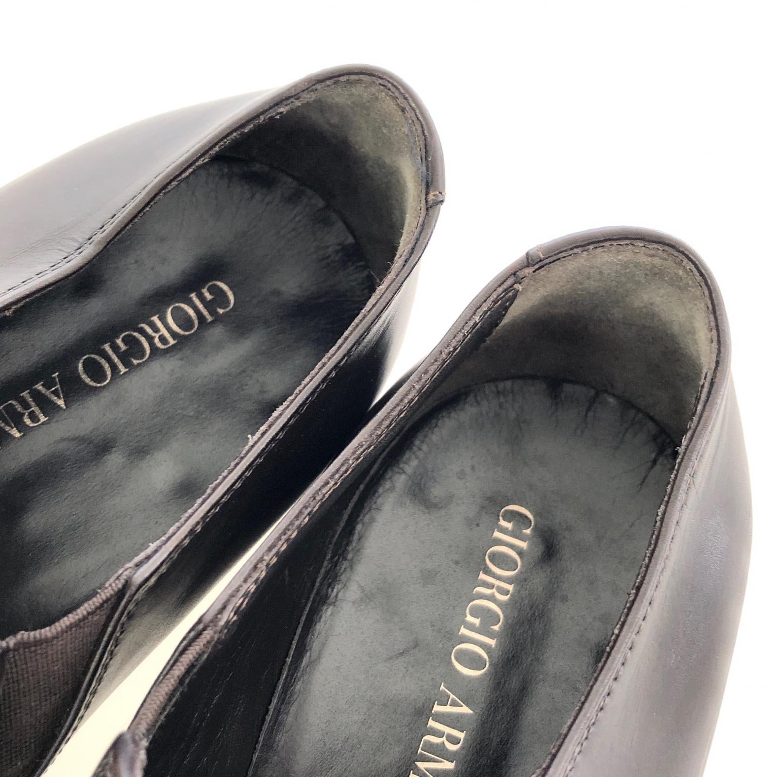 シューズ GIORGIO ARMANI レザーシューズ サイドゴアBR 40 1/2 ブラウン