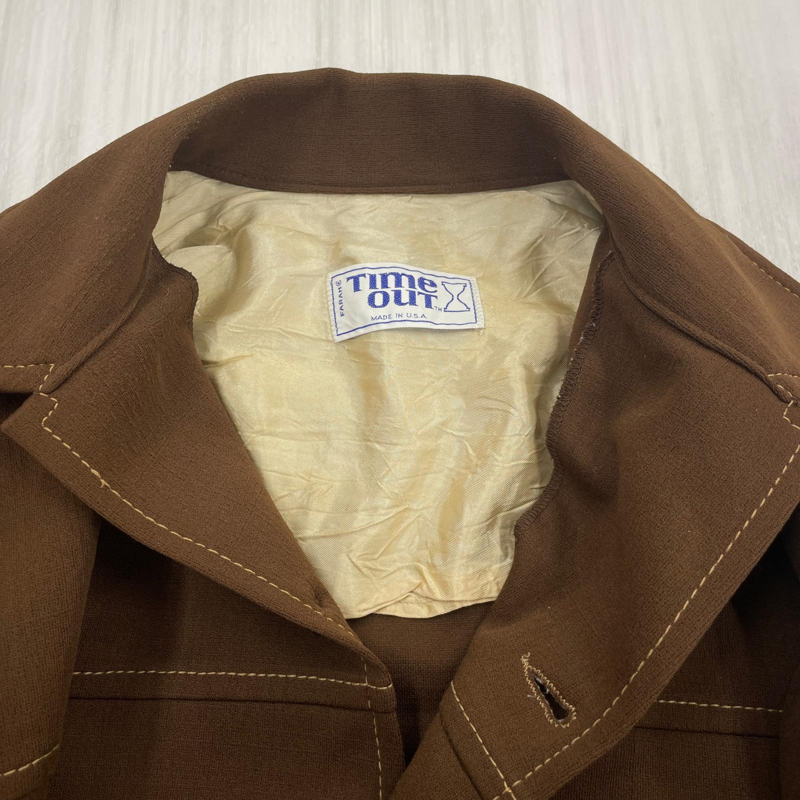 長袖シャツ FARAH USA製 シャツジャケット ブラウン ブラウン