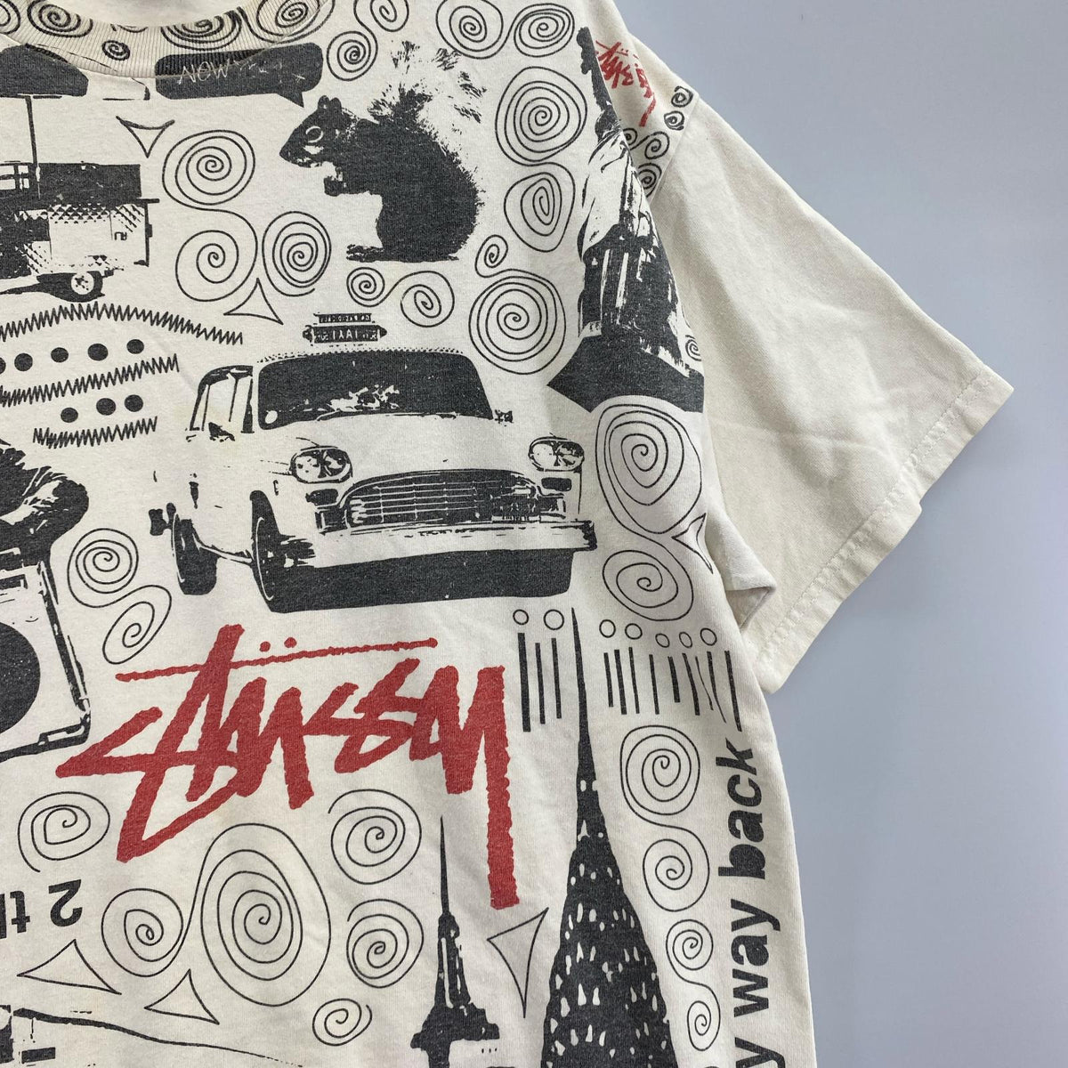 半袖Tシャツ 00s オーバープリント S/Sカットソー ホワイト L ホワイト
