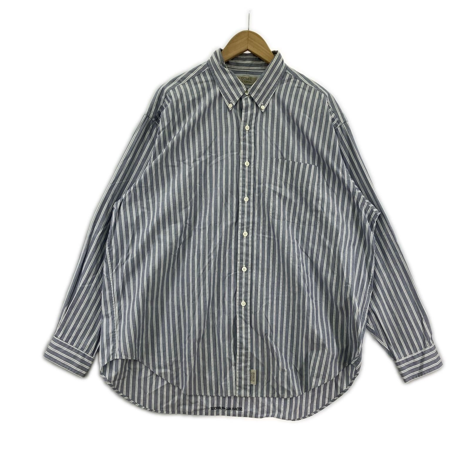 長袖シャツ SEDAN ALL-PURPOSE ストライプビッグシャツ (XL) ブルー