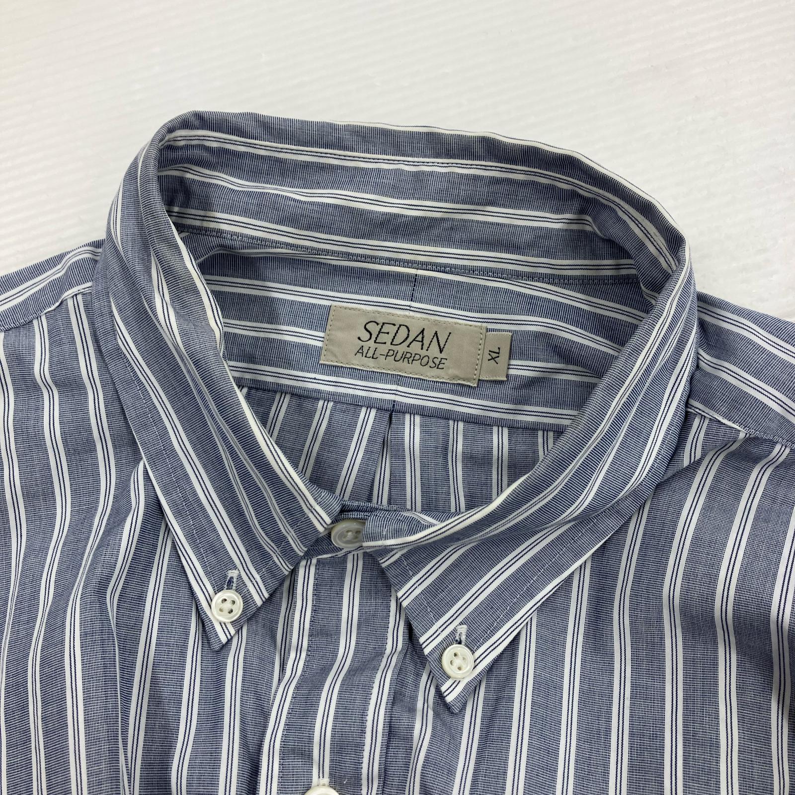 長袖シャツ SEDAN ALL-PURPOSE ストライプビッグシャツ (XL) ブルー