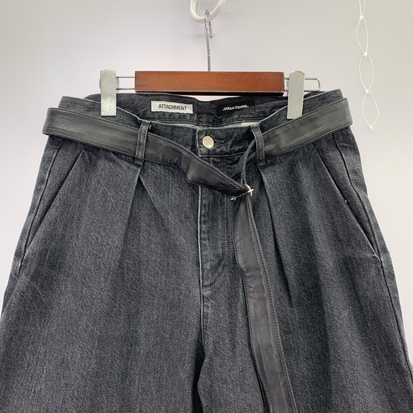 デニムパンツ × JAPAN DENIM LEATHER BELT 1 ブラック