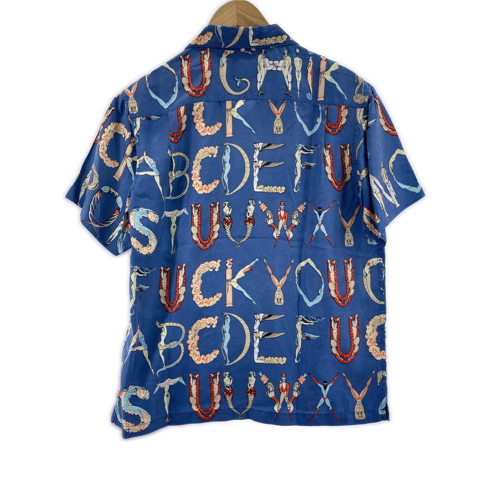 半袖シャツ 18SS Alphabet Silk Shirt 青(S) S ブルー