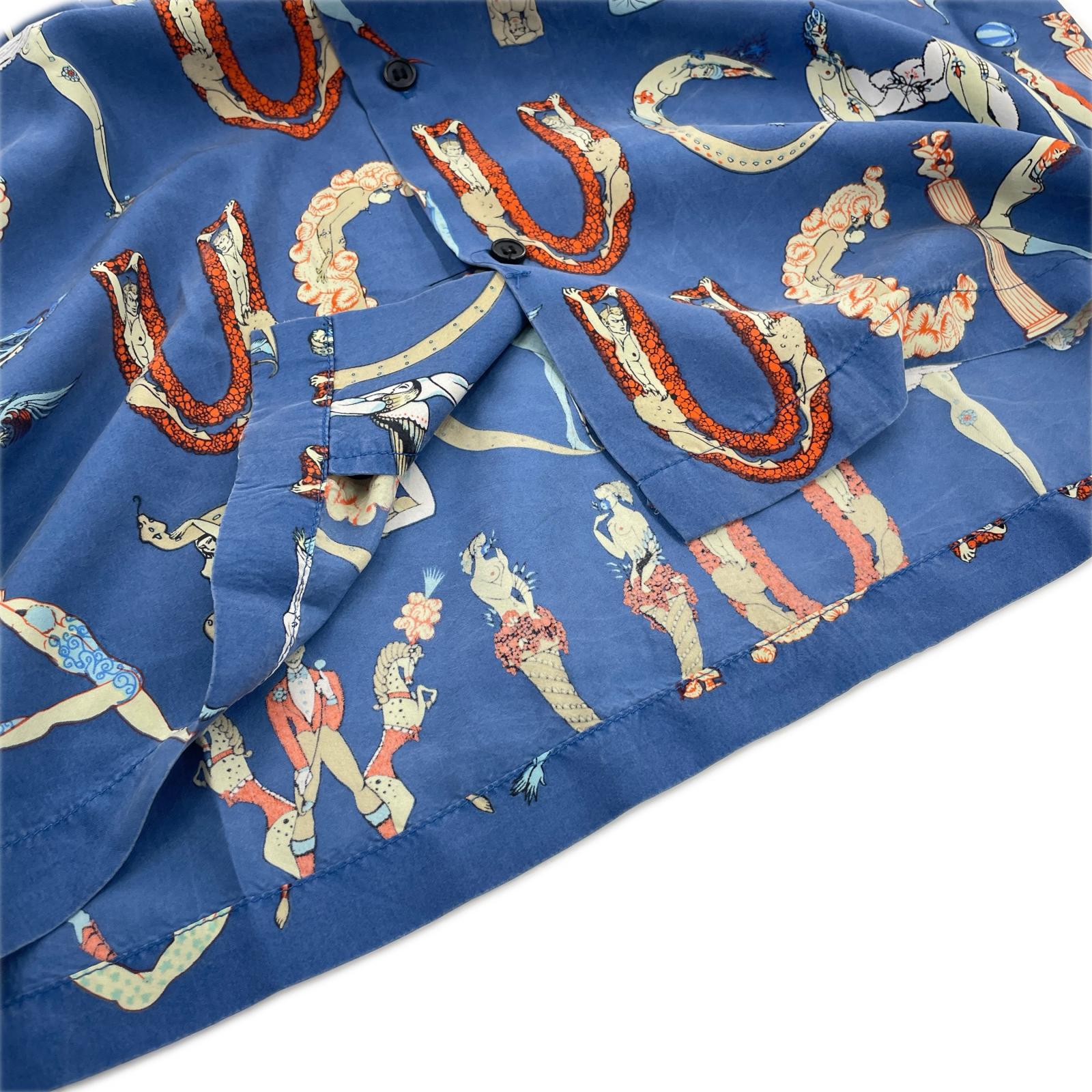 半袖シャツ 18SS Alphabet Silk Shirt 青(S) S ブルー