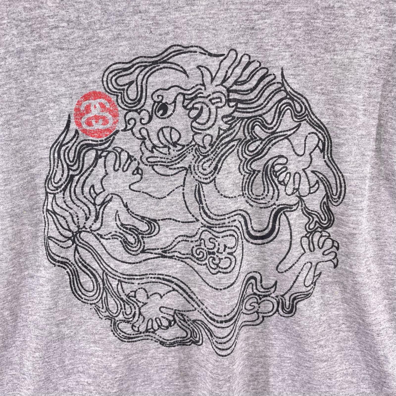 半袖Tシャツ 90s ドラゴンプリント グレー(L) L グレー