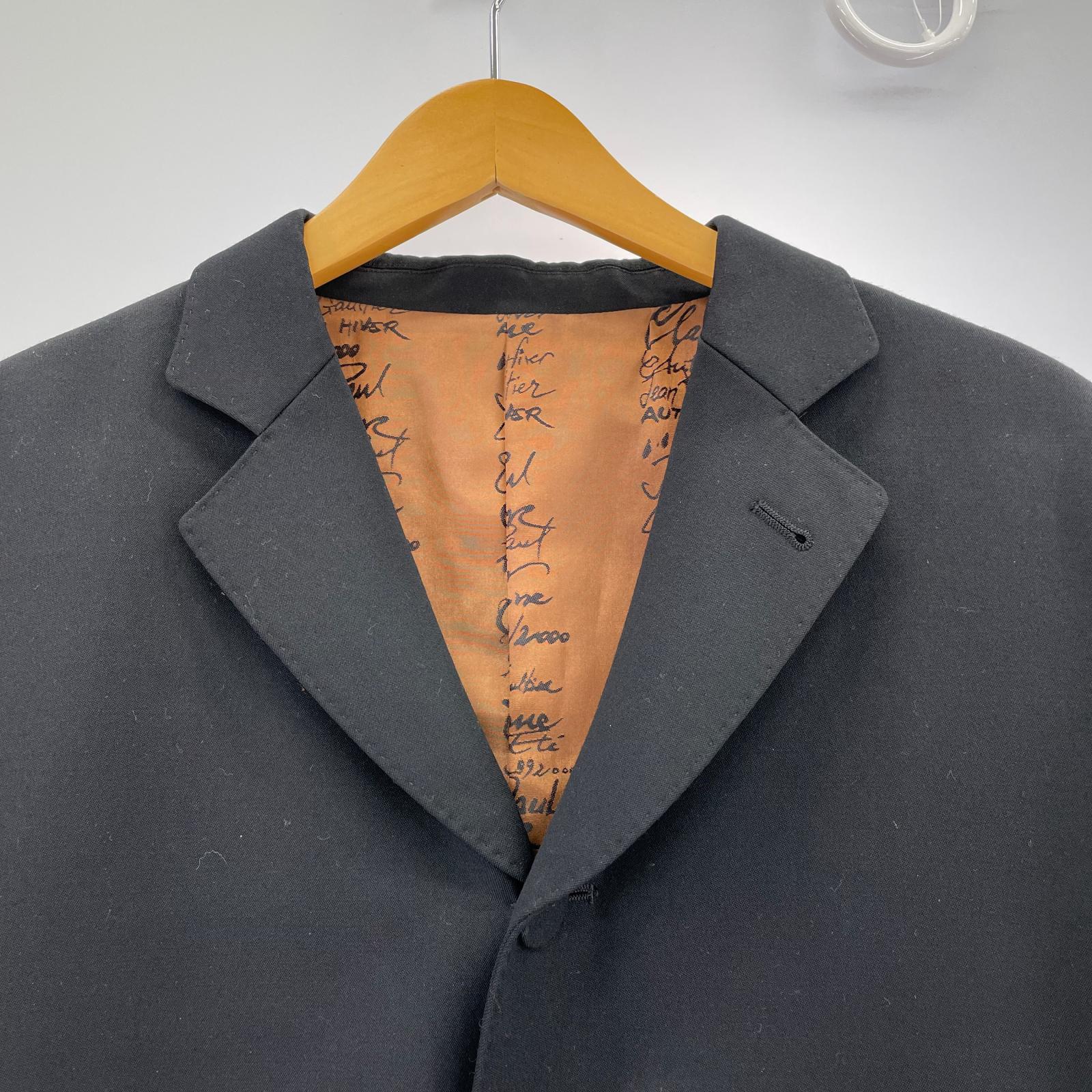 ジャケット JEAN PAUL GAULTIER ウールギャバ くるみボタン セットアップ 48 黒 ブラック