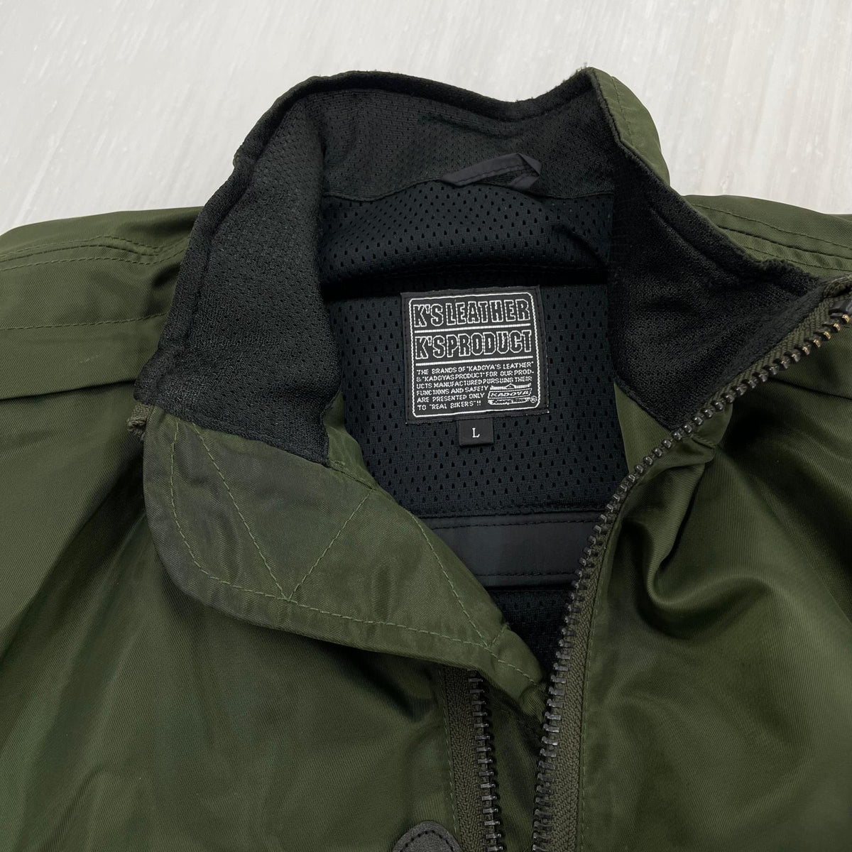 ジャケット KADOYA ナイロン バイクジャケット カーキ(L) L グリーン
