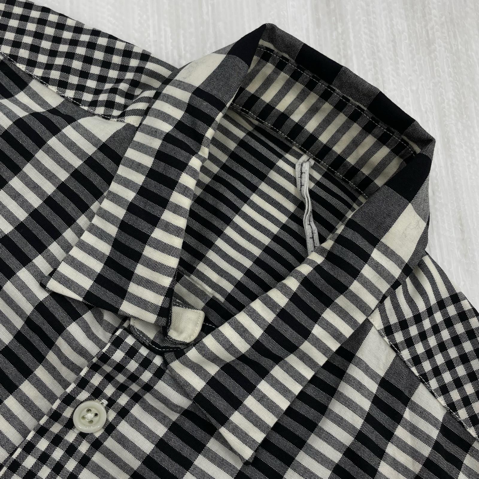 長袖シャツ m's braque ウールチェックパターンシャツ 36 36