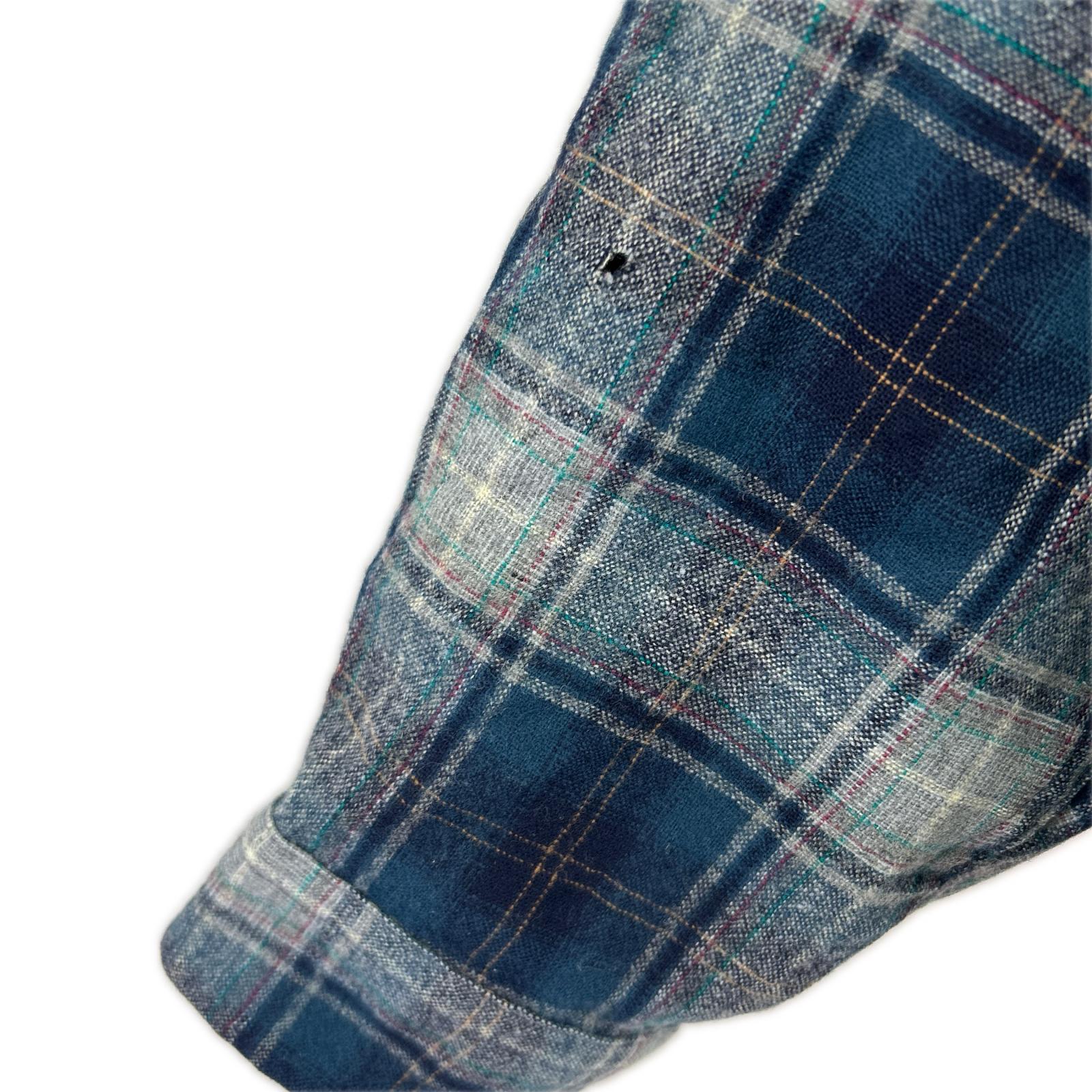 長袖シャツ 70s wool check shirt ネイビー