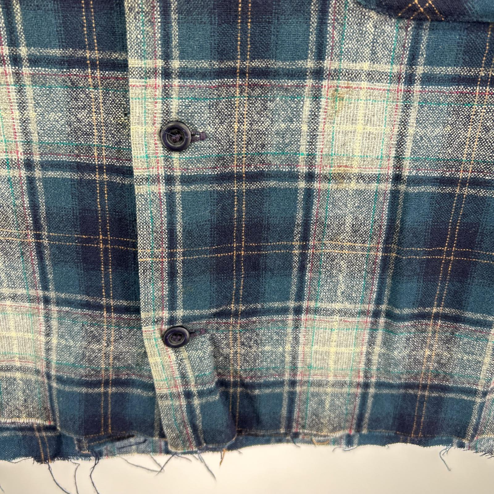 長袖シャツ 70s wool check shirt ネイビー