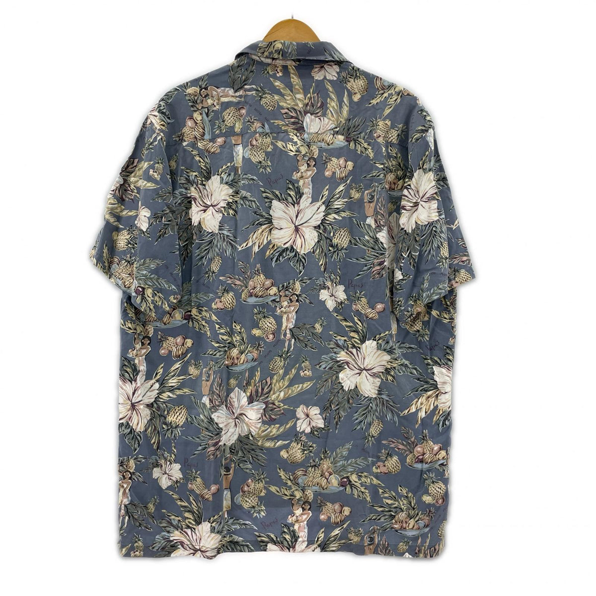 半袖シャツ Papas レーヨンアロハシャツ 青 (L) L ブルー
