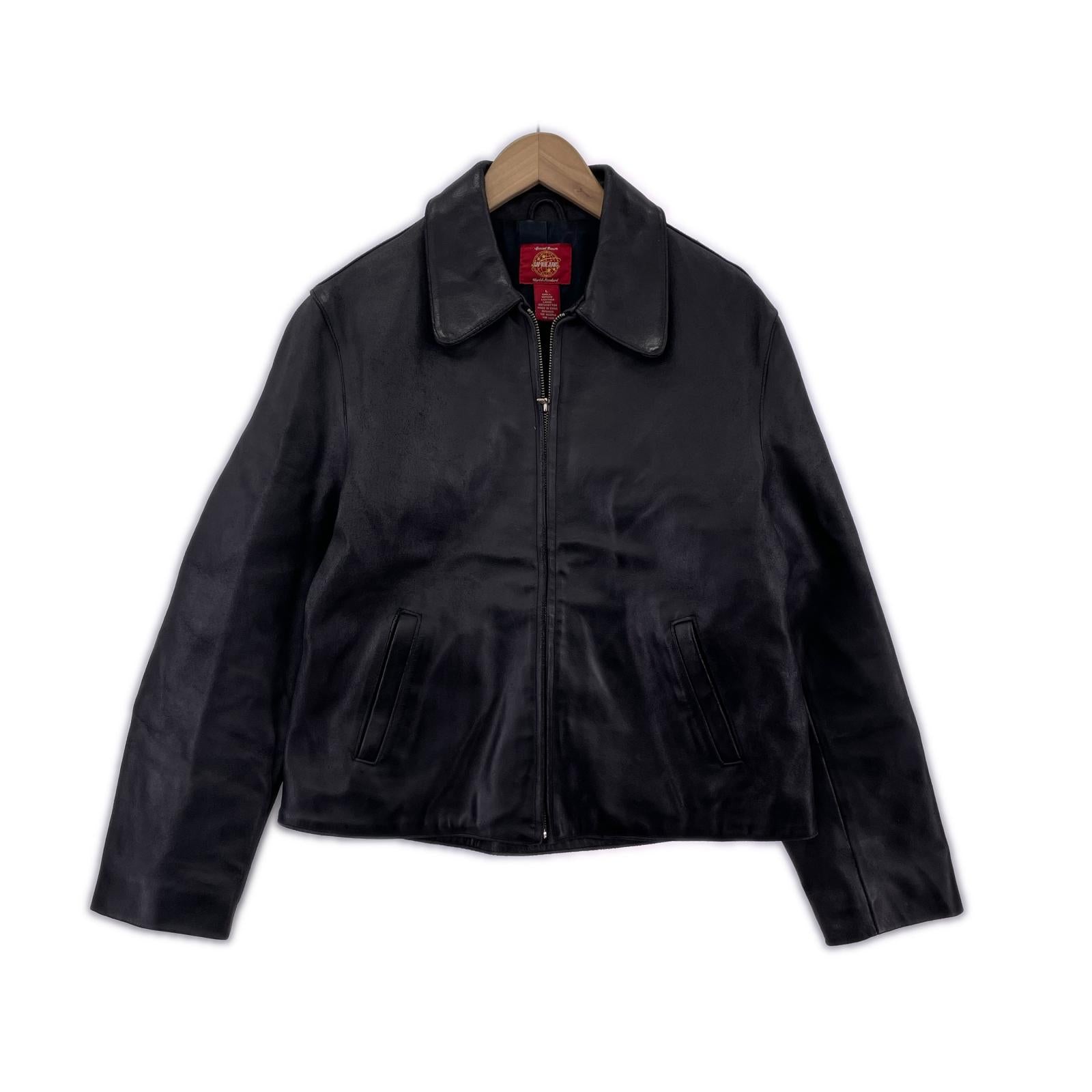レザージャケット 00s GAP BLUE JEANS レザースポーツジャケット 黒 (L) L ブラック
