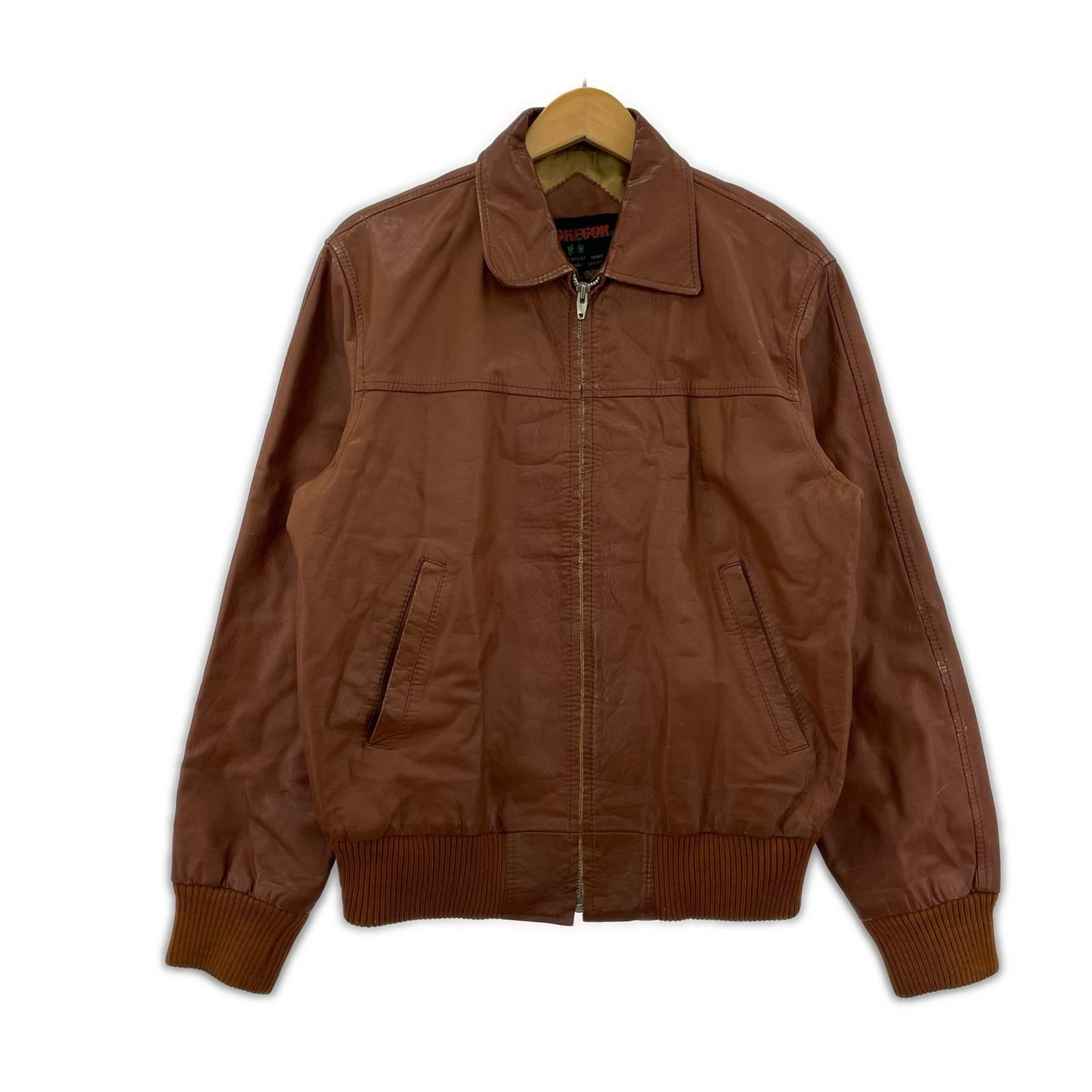 レザージャケット McGREGOR レザーA-2フライトジャケット ブラウン L L ブラウン