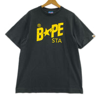 半袖Tシャツ ロゴ 黄 L ブラック