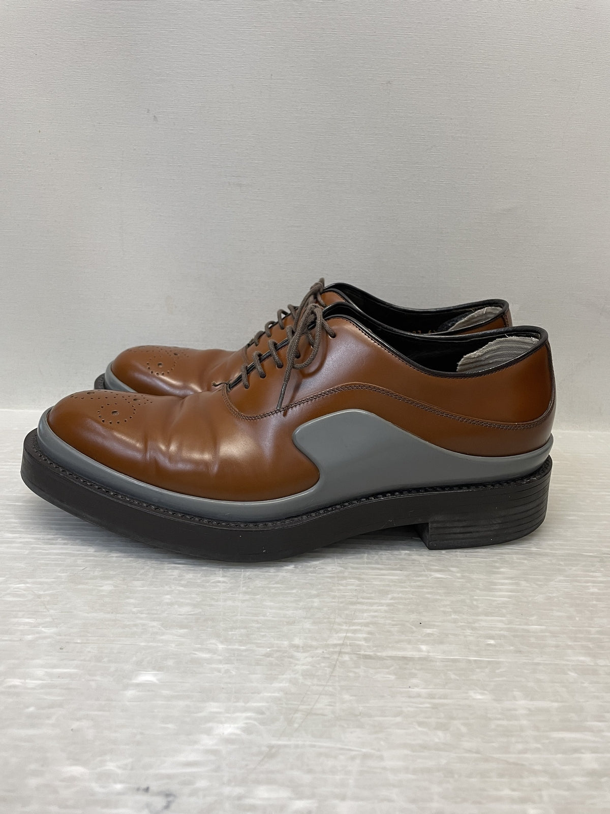 PRADA カーフレザー デザインブーツ 6 1/2 茶 2EG127
