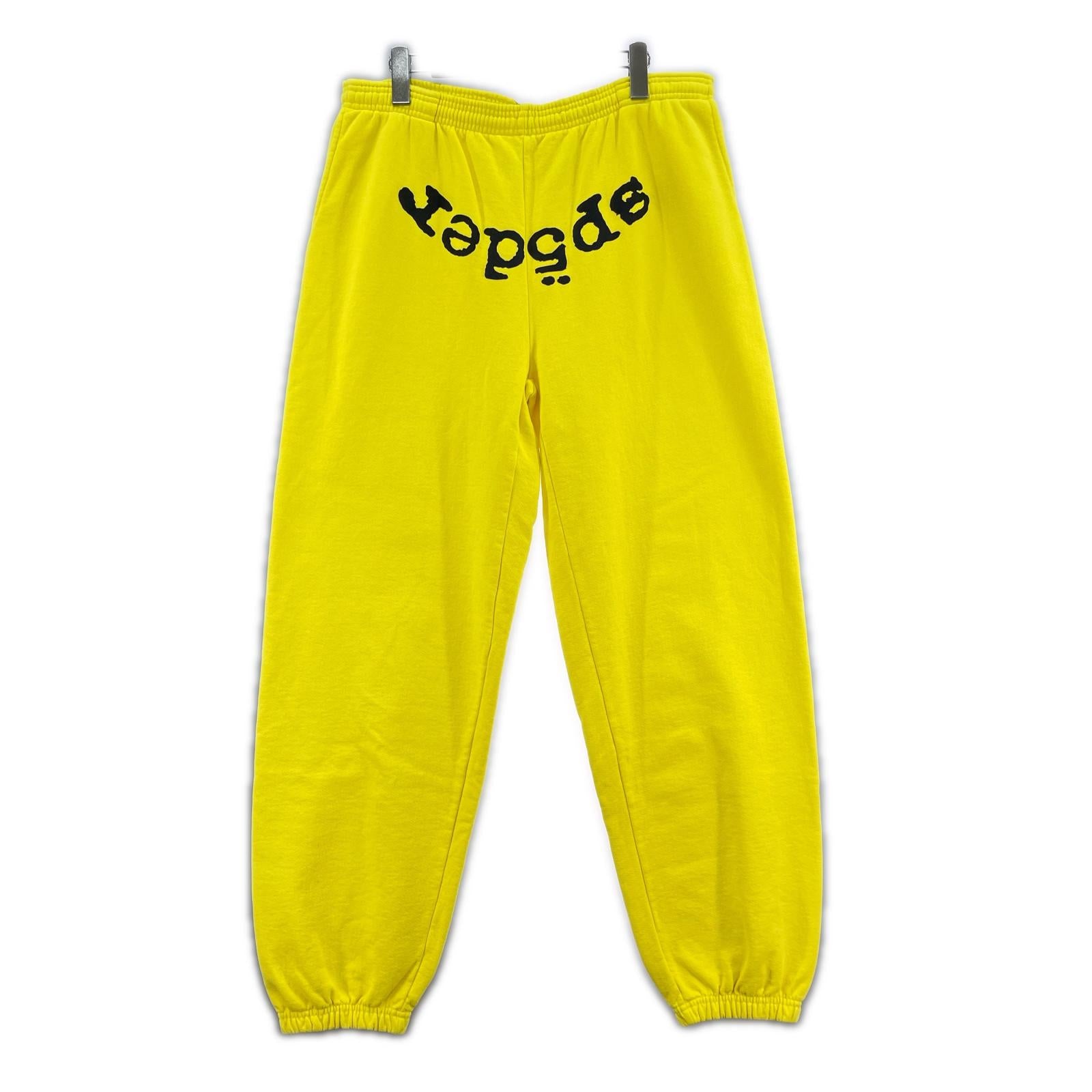 パンツ sp5der YELLOW OG WEB V2 SWEATPANTS XL 黄 イエロー