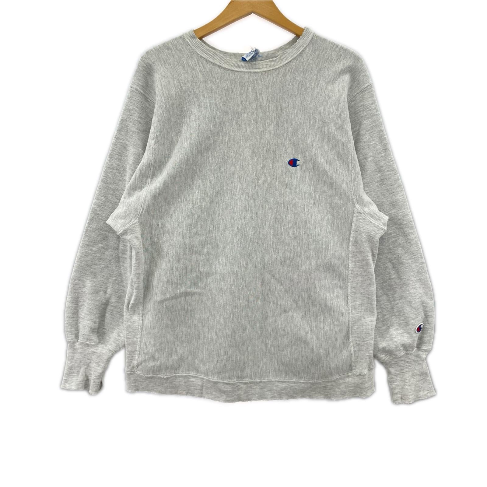 スウェット champion reverse weave 刺繍タグ目ロゴ 左腕目付き L グレー