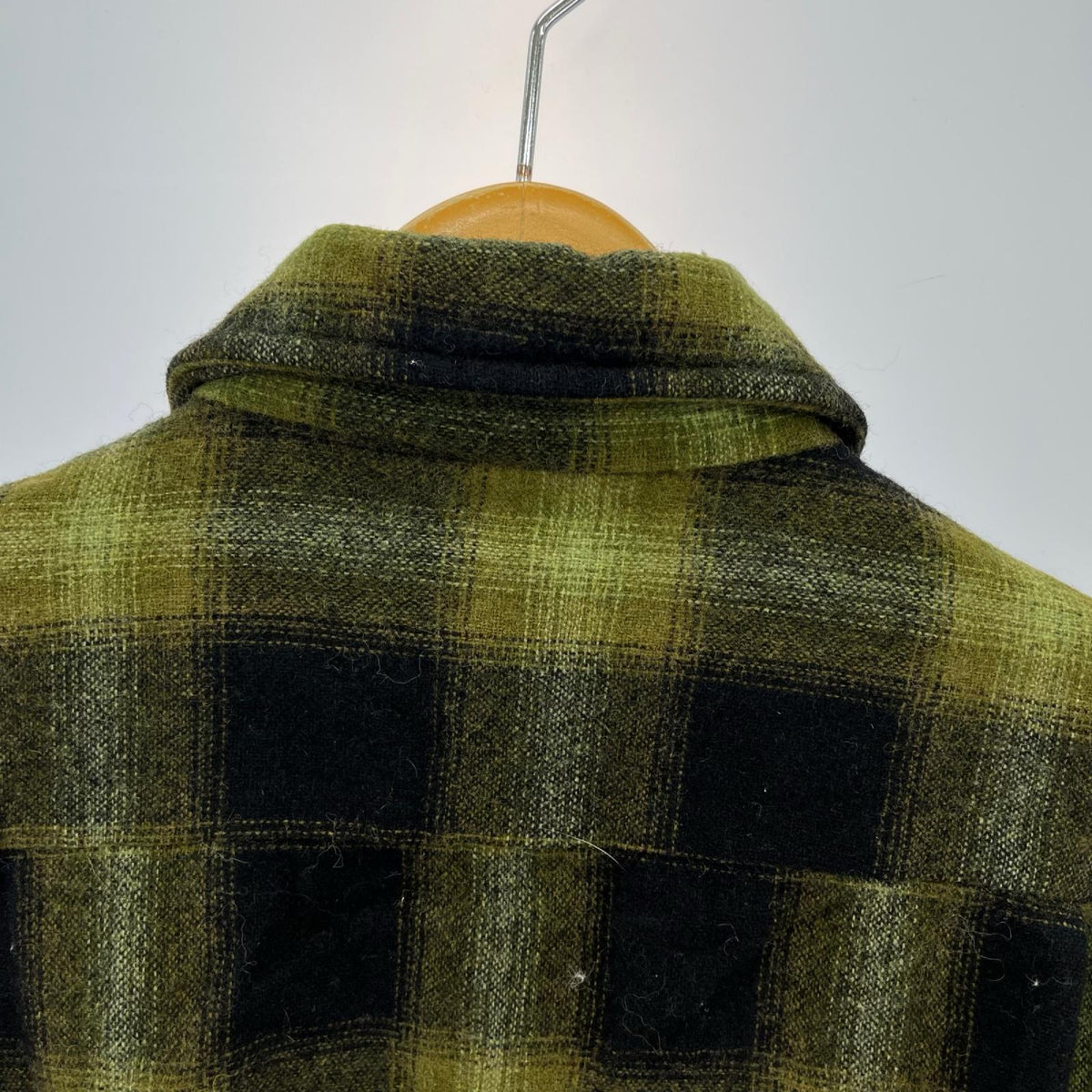 長袖シャツ 70s Cascade オンブレチェックウールシャツ M M グリーン