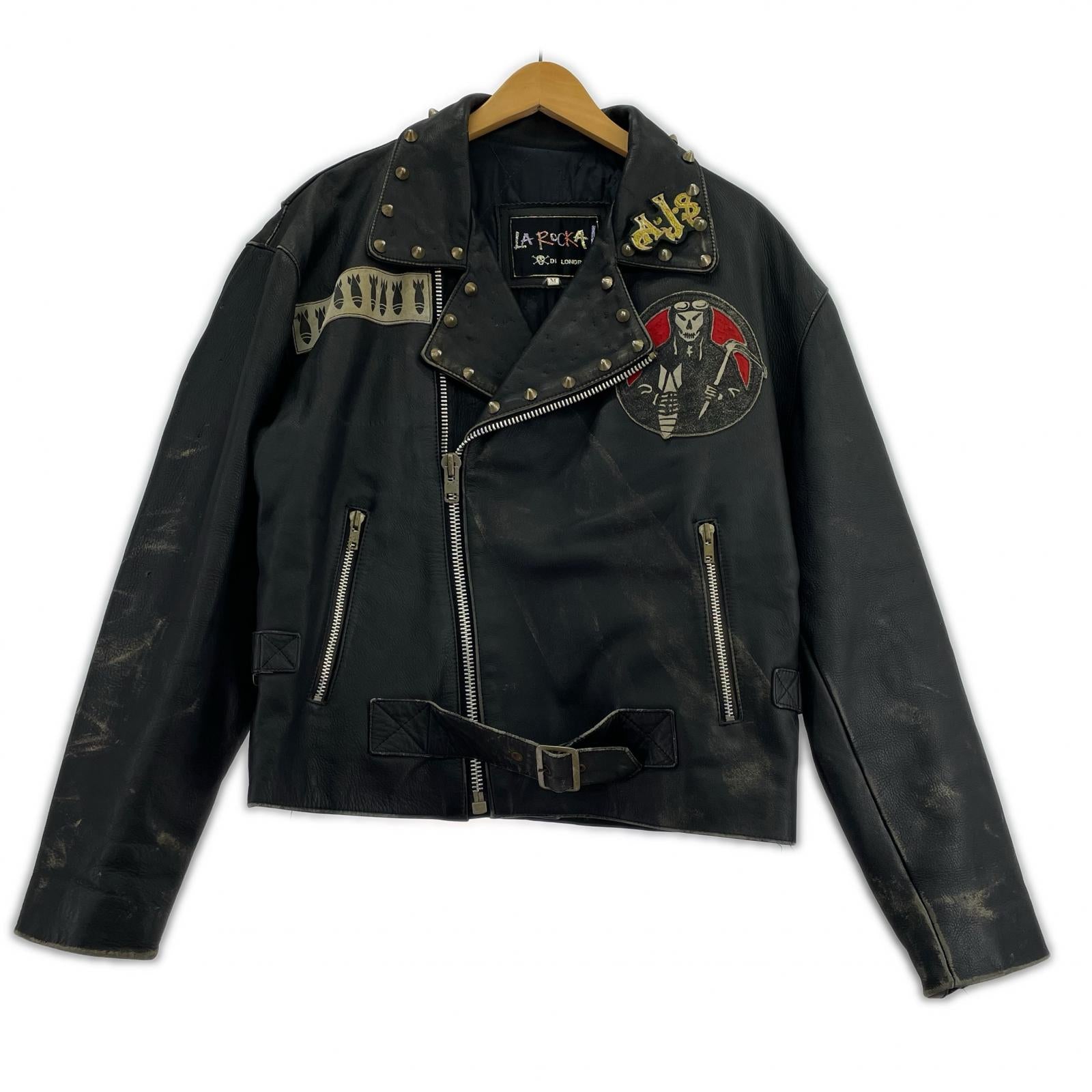 ライダースジャケット Johnson La Rocka London ダブル スカルトランプ M M ブラック