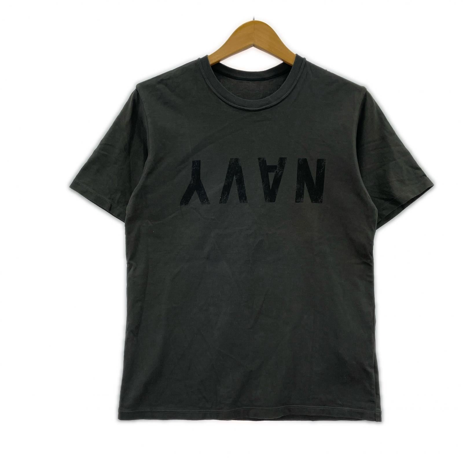 半袖Tシャツ NAVY PRINT TEE グレー S S ブラック