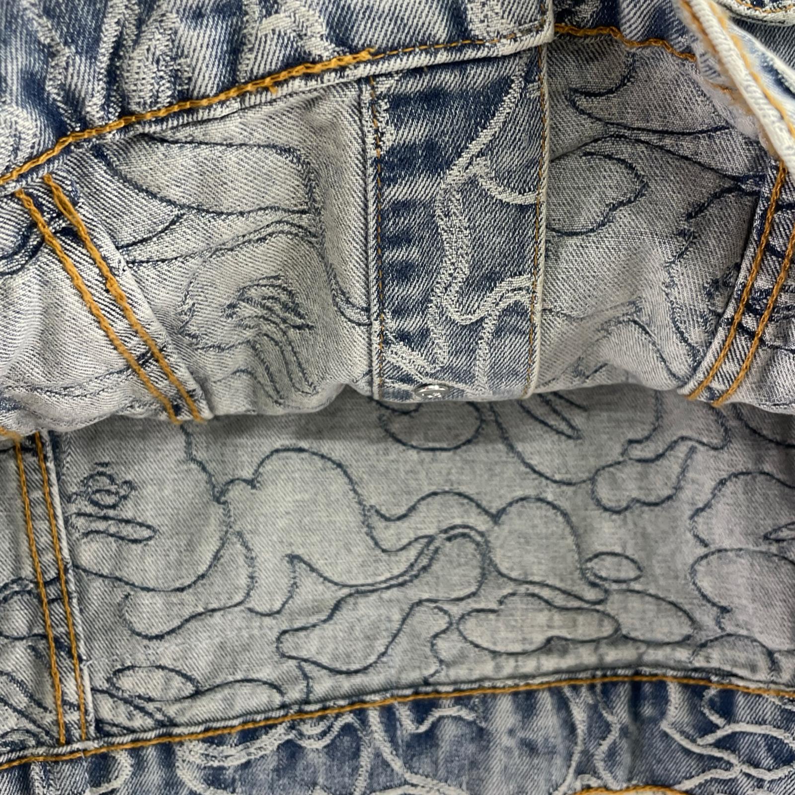 デニムジャケット A BATHING APE LINE CAMO CROPPED DENIM JACKET 1M30-240-306 (S) S ブルー