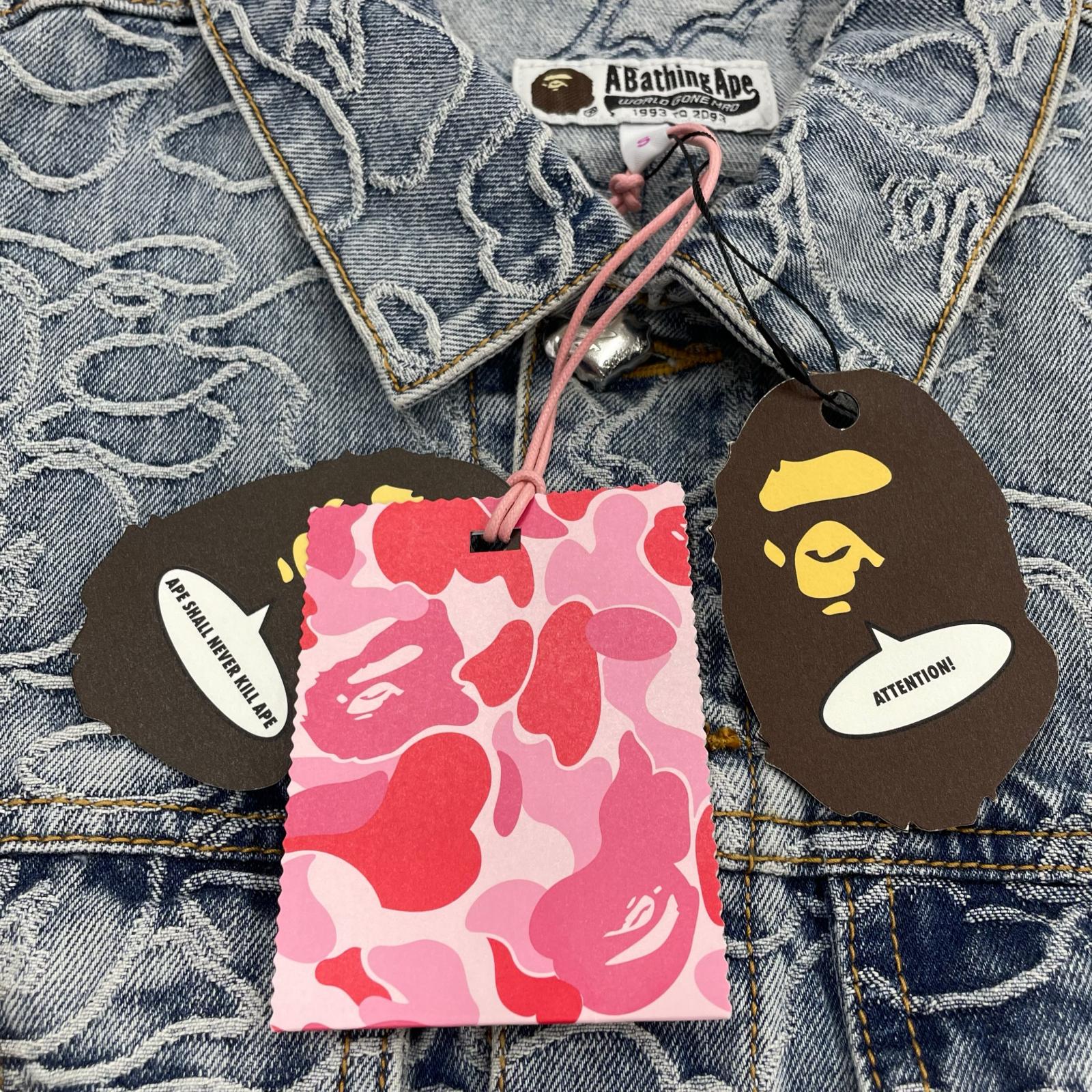 デニムジャケット A BATHING APE LINE CAMO CROPPED DENIM JACKET 1M30-240-306 (S) S ブルー