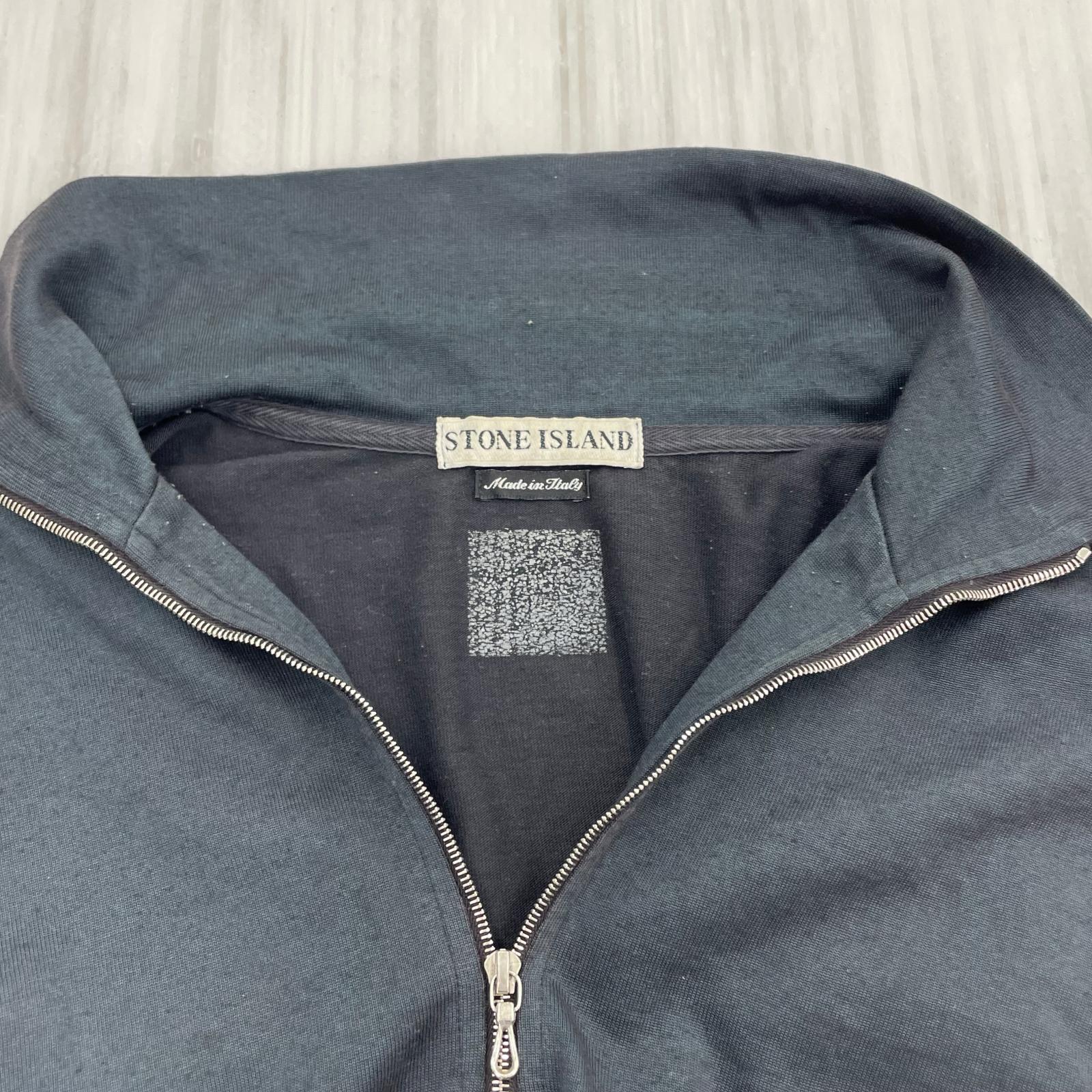 長袖Tシャツ STONE ISLAND 80~90s グリーンエッジ ハーフジップL/Sカットソー M ブラック M ブラック