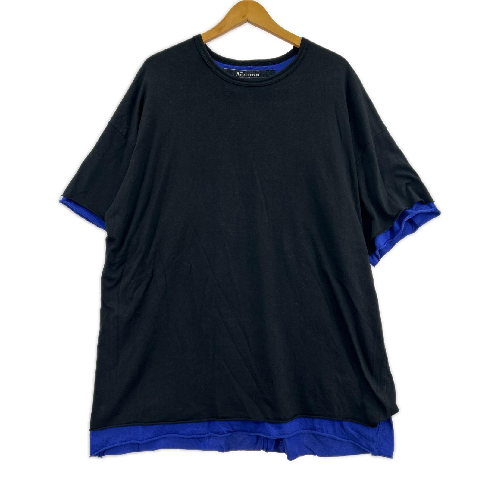 半袖Tシャツ A.F ARTEFACT レイヤードTEE F ブラック/ブルー フリー ブラック