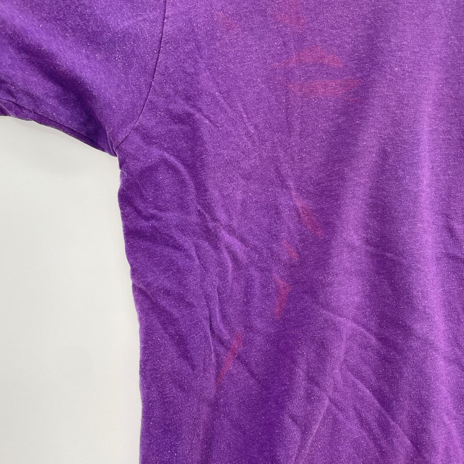 半袖Tシャツ Champion 80s トリコタグ リバーシブル ラバープリント 紫×黄 (L) L